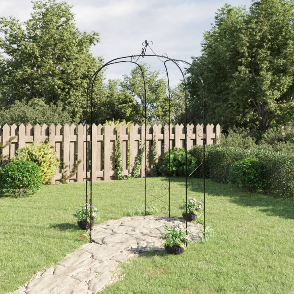 vidaXL Garden Arch Black Ø180x255 cm Steel - Everything for Everyone