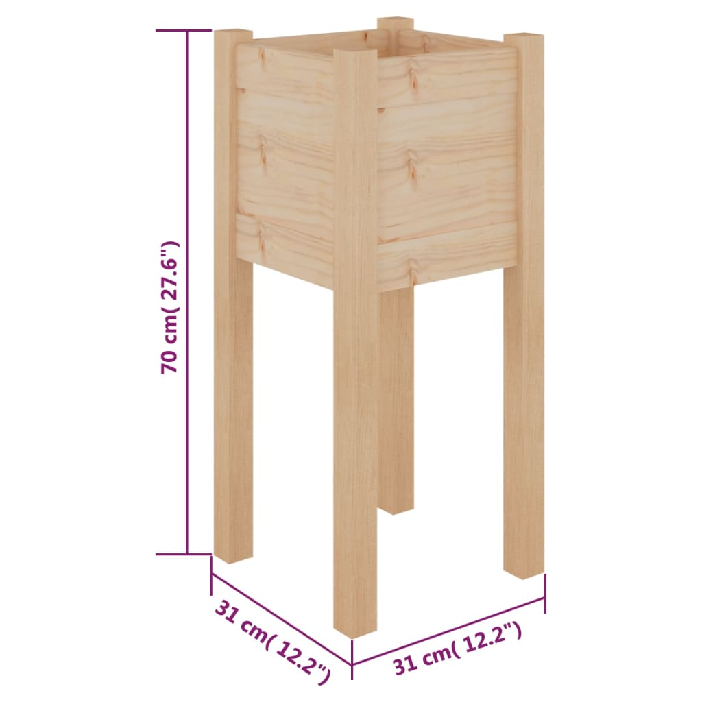 vidaXL Garden Planter 31x31x70 cm Solid Pinewood - Everything for Everyone