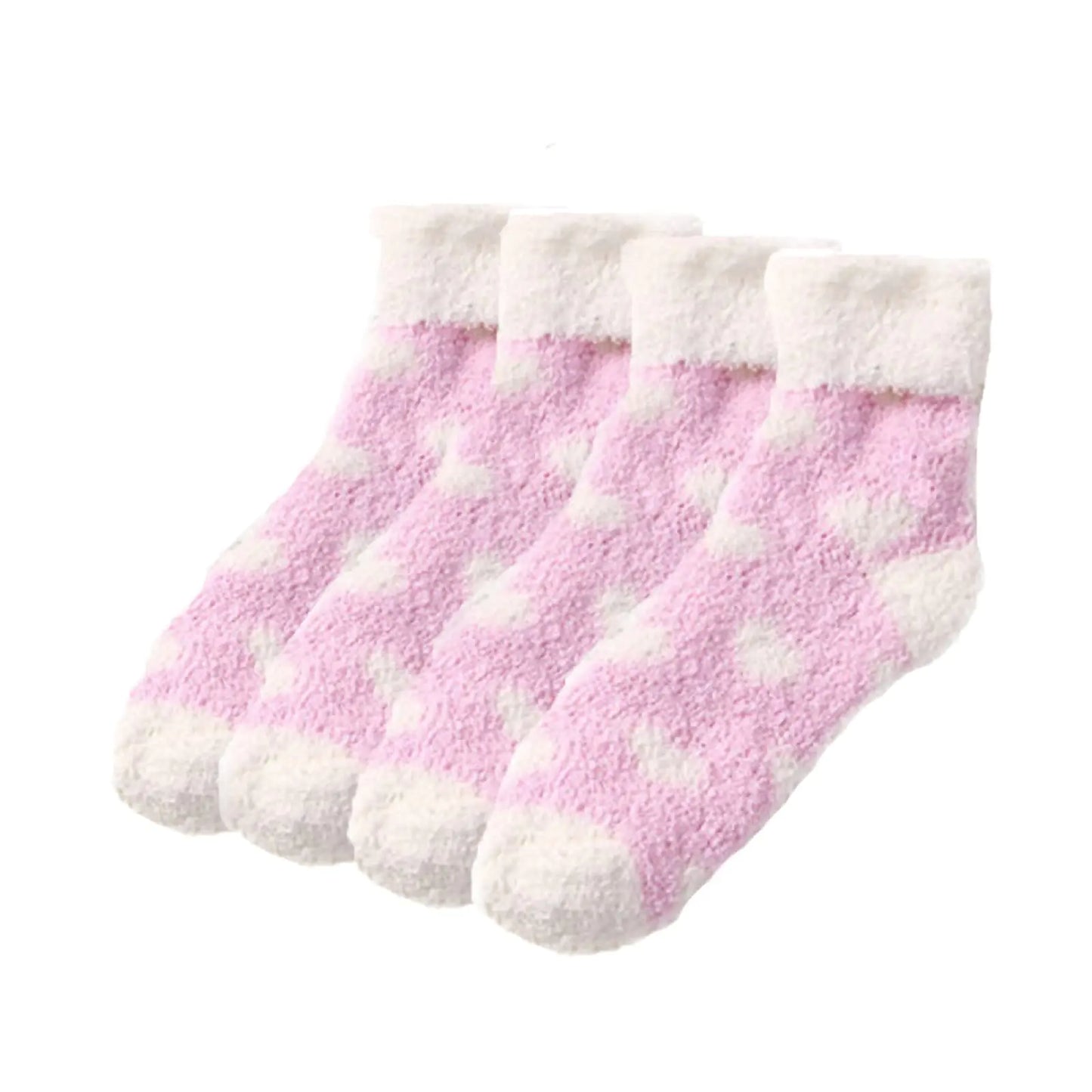 Fxaelian 2 Pairs Fluffy Fleece Slipper Crew Socks Soft Wram Thermal Indoor Sleeping Winter Socks for Women Light Pink - Everything for Everyone