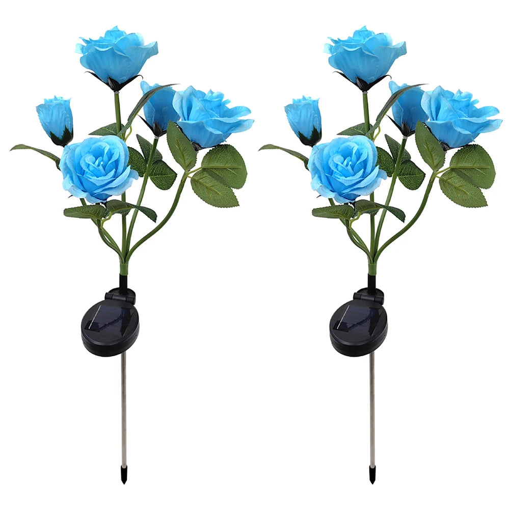 Solar Lights Artificial Flower Rose LED Lighting Stake Waterproof With  2V/150MA Solar Panel Outdoor Garden Decorative Lighting - Everything for Everyone