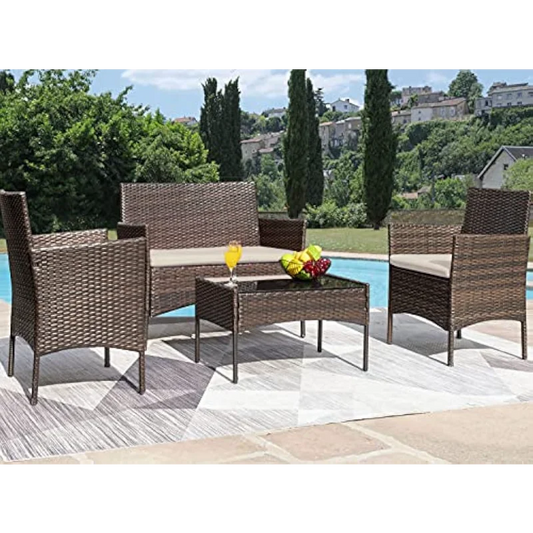 Greesum Patio Rattan Furniture 4 Pieces Sets Outdoor - Everything for Everyone