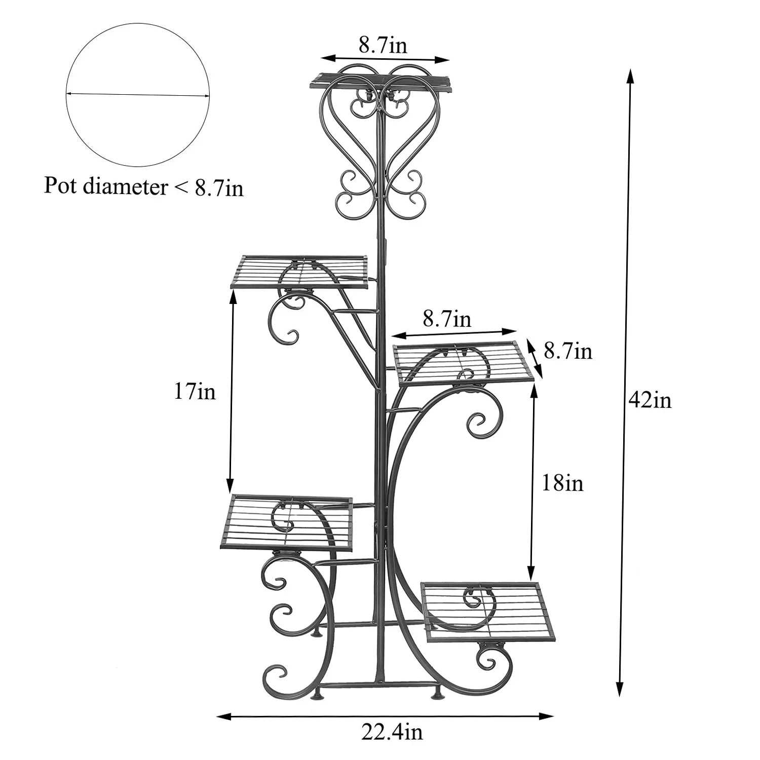 Tall Plant Stand Indoor / Outdoor Iron Planter - Everything for Everyone