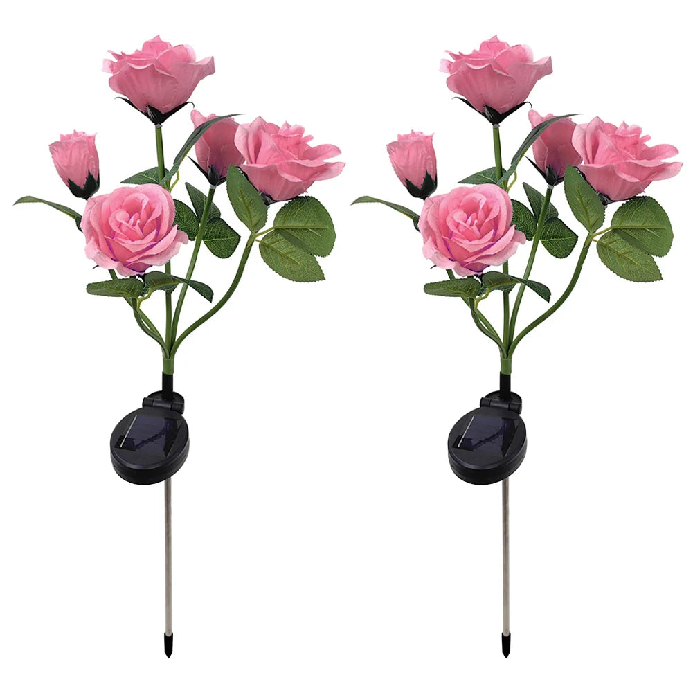 Solar Lights Artificial Flower Rose LED Lighting Stake Waterproof With  2V/150MA Solar Panel Outdoor Garden Decorative Lighting - Everything for Everyone