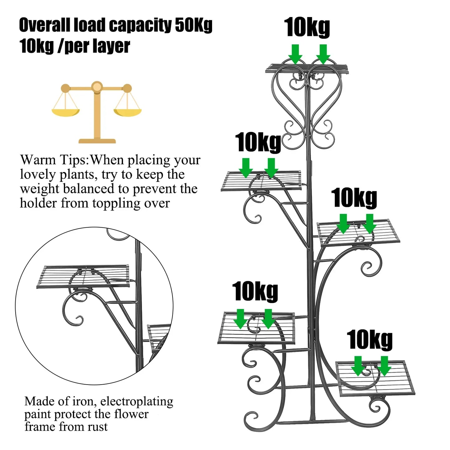 Tall Plant Stand Indoor / Outdoor Iron Planter - Everything for Everyone